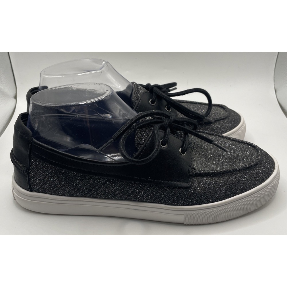 Easy Spirit Women's Kelp Black Size 8M Casual Boat Shoes Leather Metallic Upper